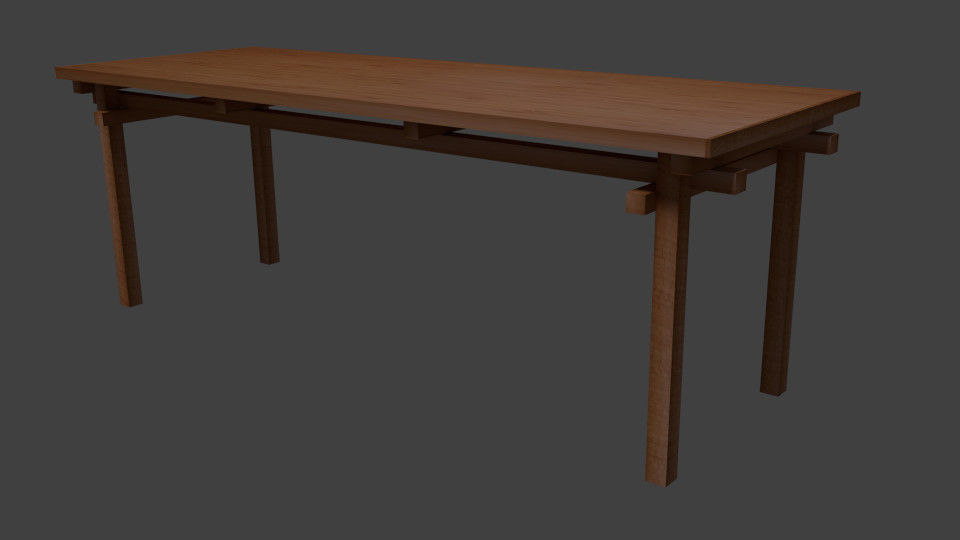 Table-Desk wooden table Free 3D model_2