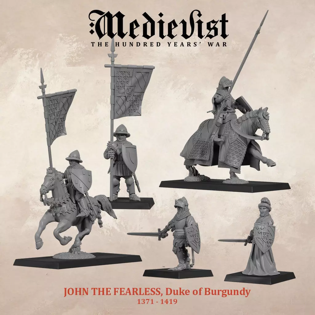 John the Fearless duke of Burgundy with banner bearer 3D print model