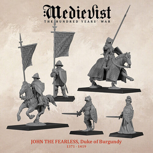John the Fearless duke of Burgundy with banner bearer 3D print model