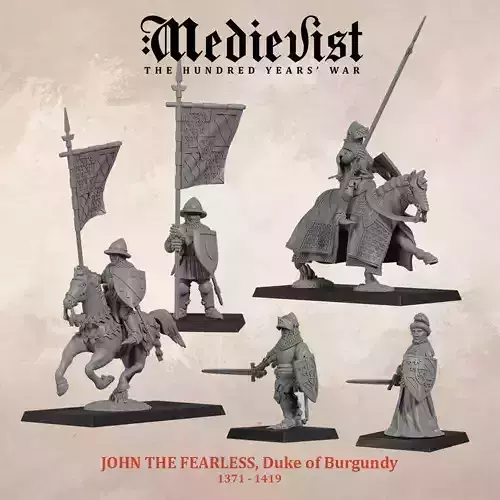 John the Fearless duke of Burgundy with banner bearer 3D print model