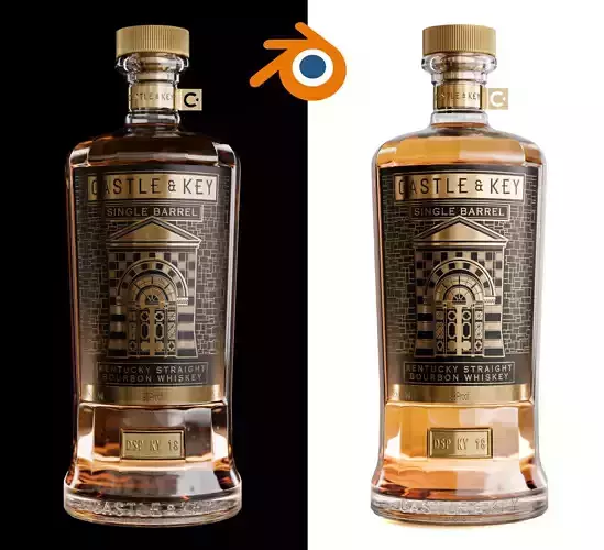 Castle and Key Bottle Alcohol Whiskey Blender 3D model 3D model