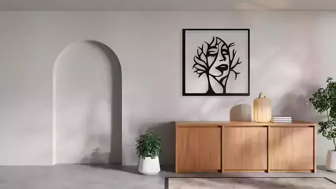 Woman Tree Face Wall Art 3D print model