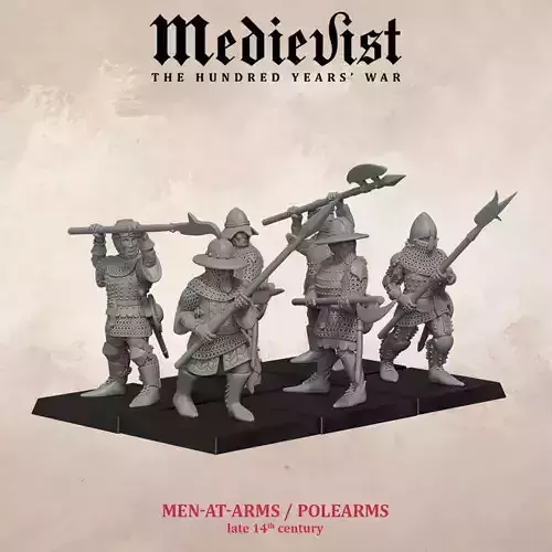 Men at arms with polearms and brigandines  late 14th century 3D print model