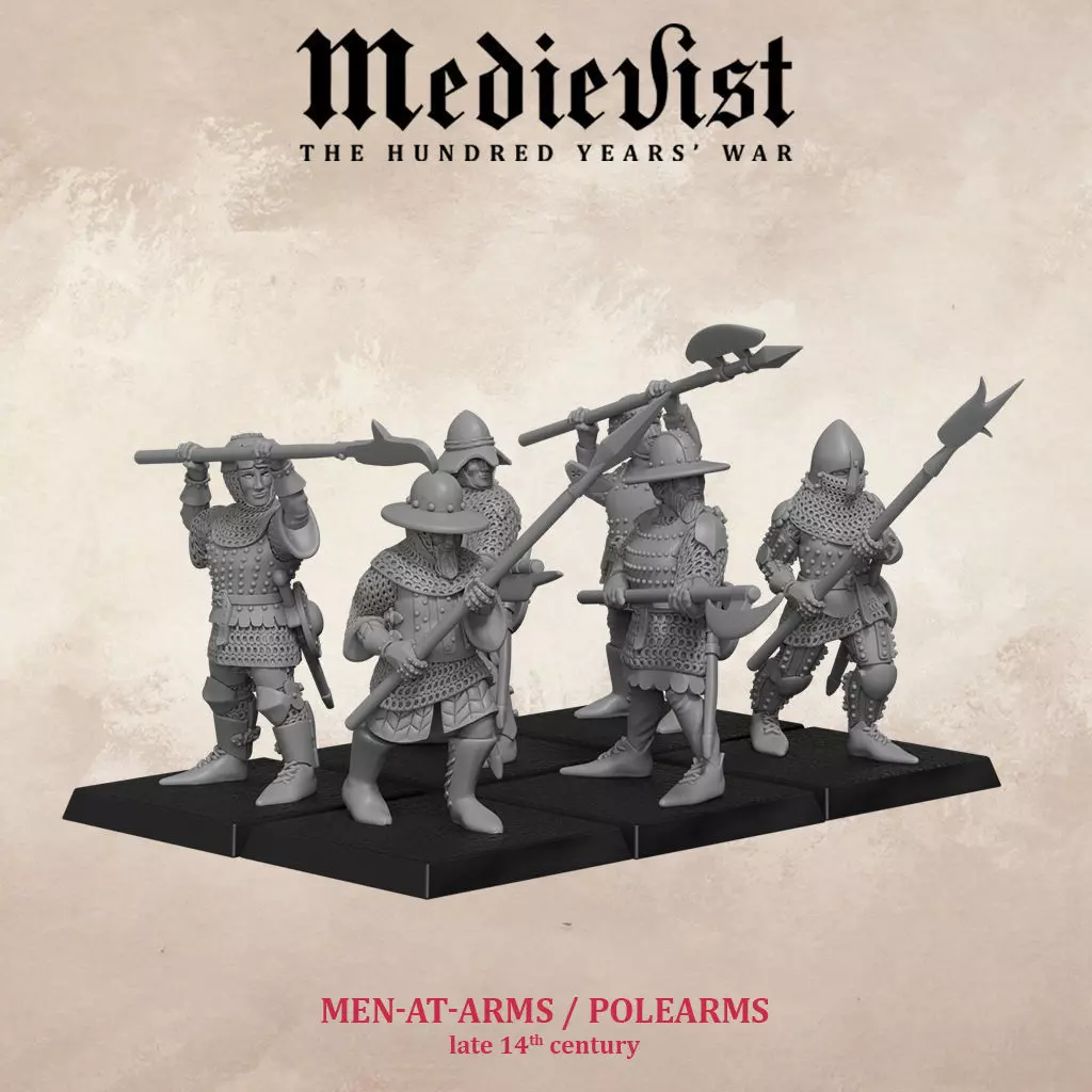 Men at arms with polearms and brigandines late 14th century 3D print model