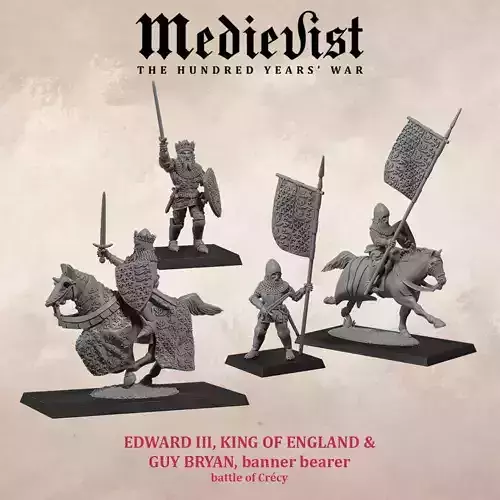 Edward III king of England and Guy Bryan banner bearer 3D print model