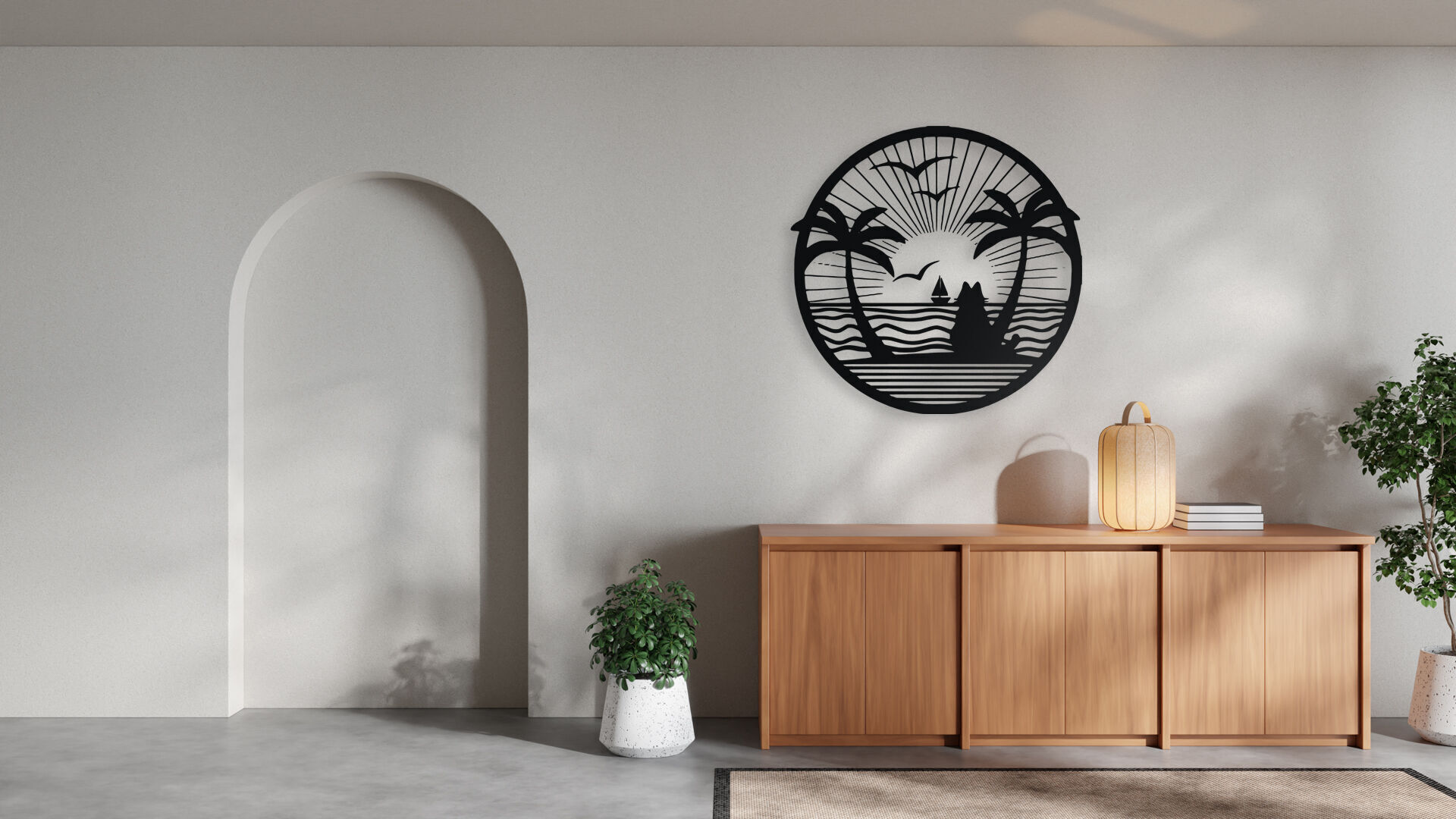 Tropical Beach Sunset Wall Art 3D print model_3