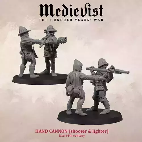 Medieval hand cannon pair gunners and igniters 3D print model
