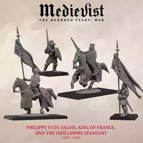 Philippe VI de Valois king of France and the Oriflamme standard 3D print model