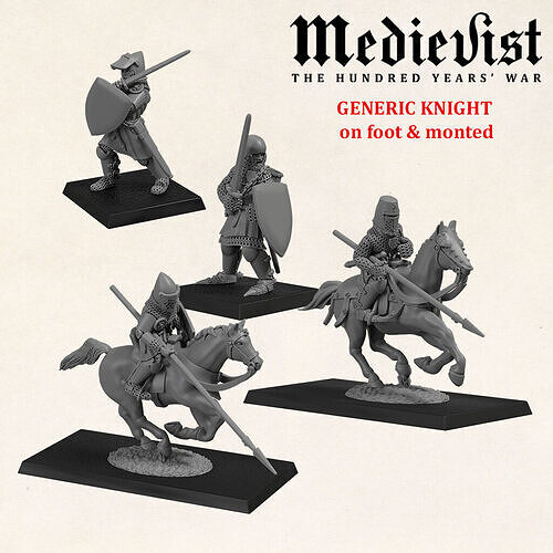 Medieval knight on foot and mounted mid 14th century 3D print model