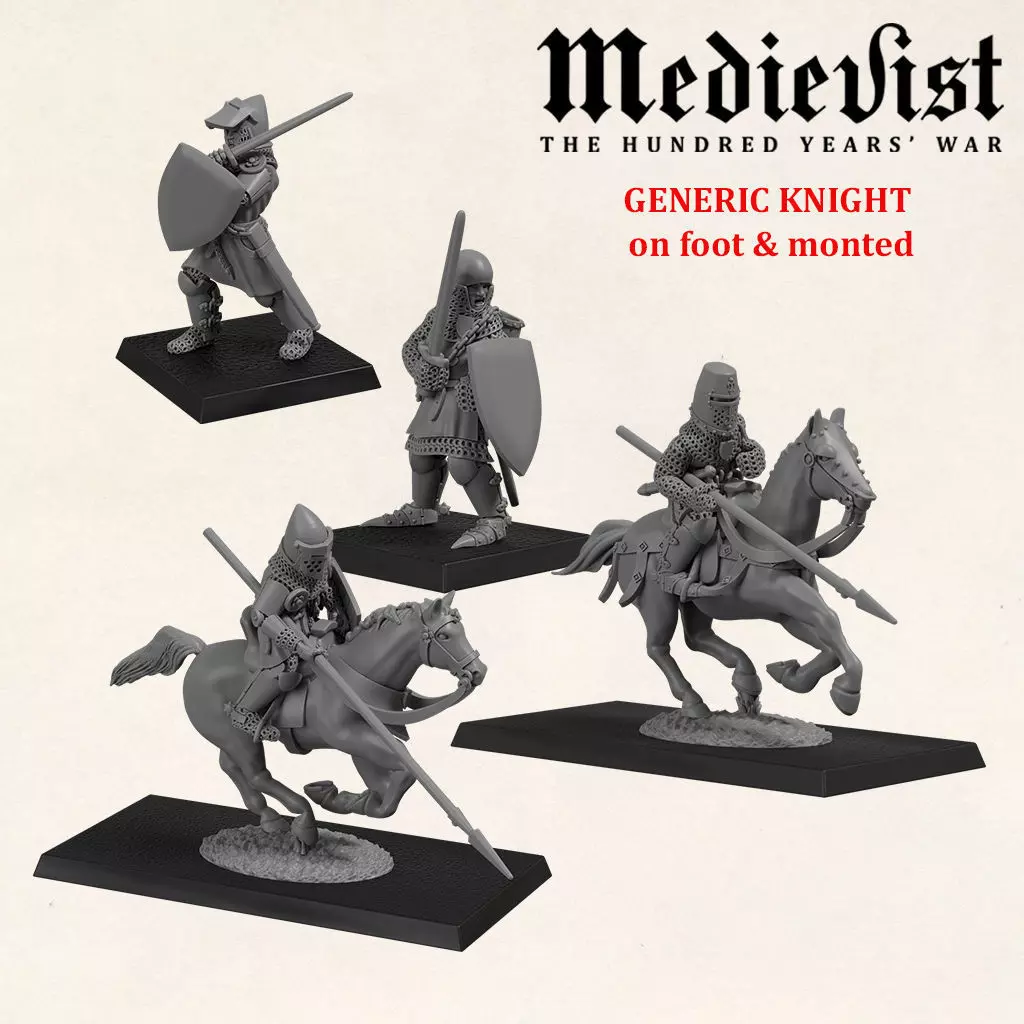 Medieval knight on foot and mounted mid 14th century 3D print model