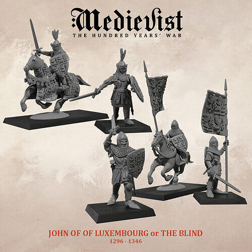 John of Luxembourg and his banner bearer at Crecy 3D print model