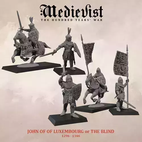 John of Luxembourg and his banner bearer at Crecy 3D print model