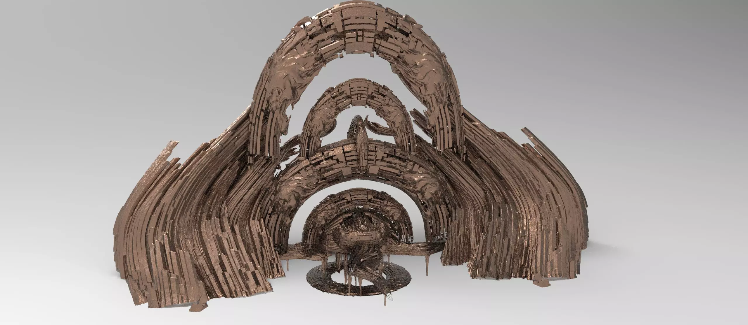 Sci fi Cliff race track rocks 3D model_0