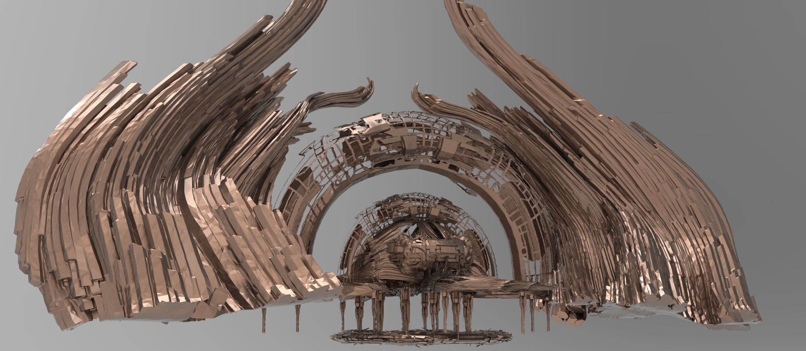 Sci fi Cliff race track rocks 3D model_1