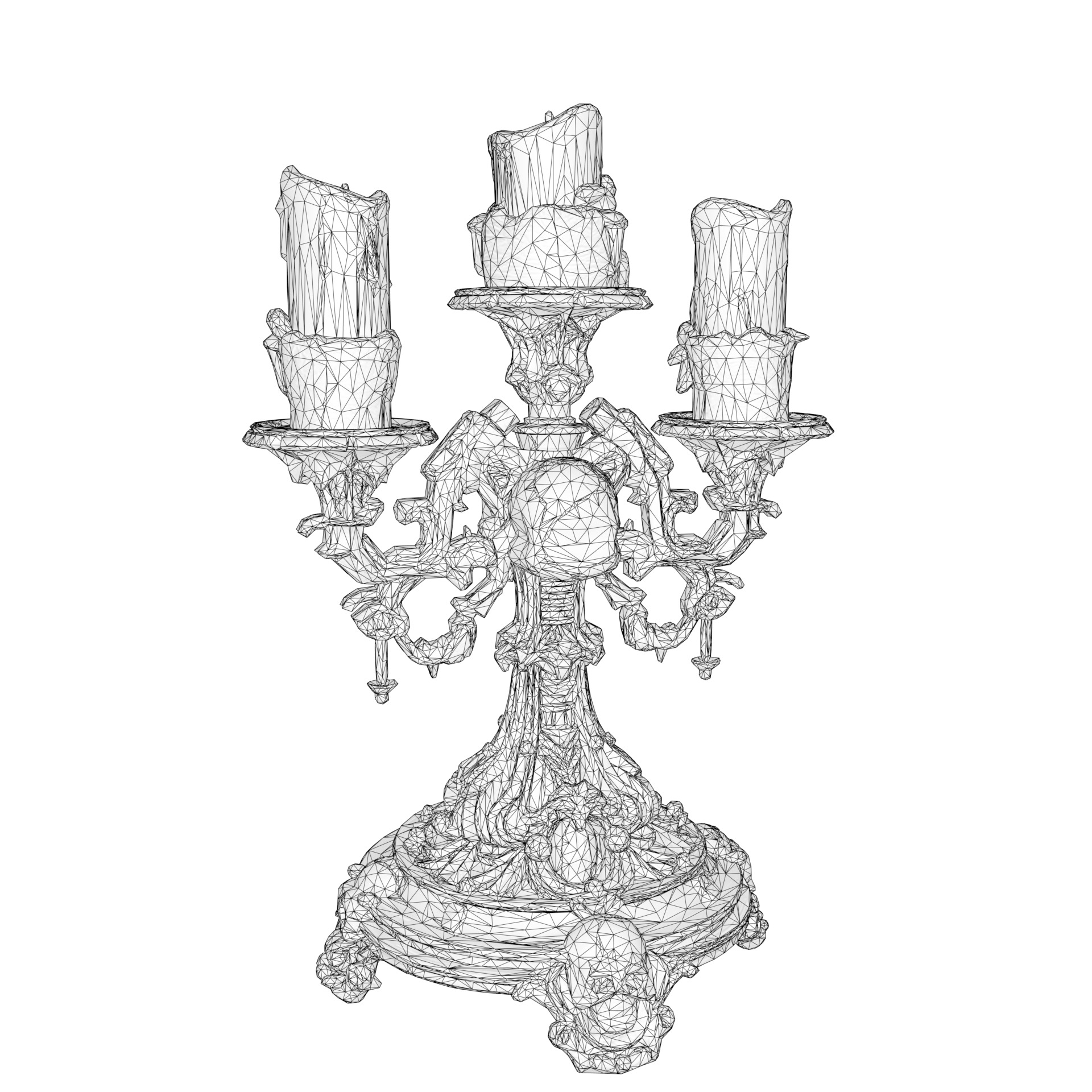 Candelabra Ghotic Skulls Low-poly 3D model_21