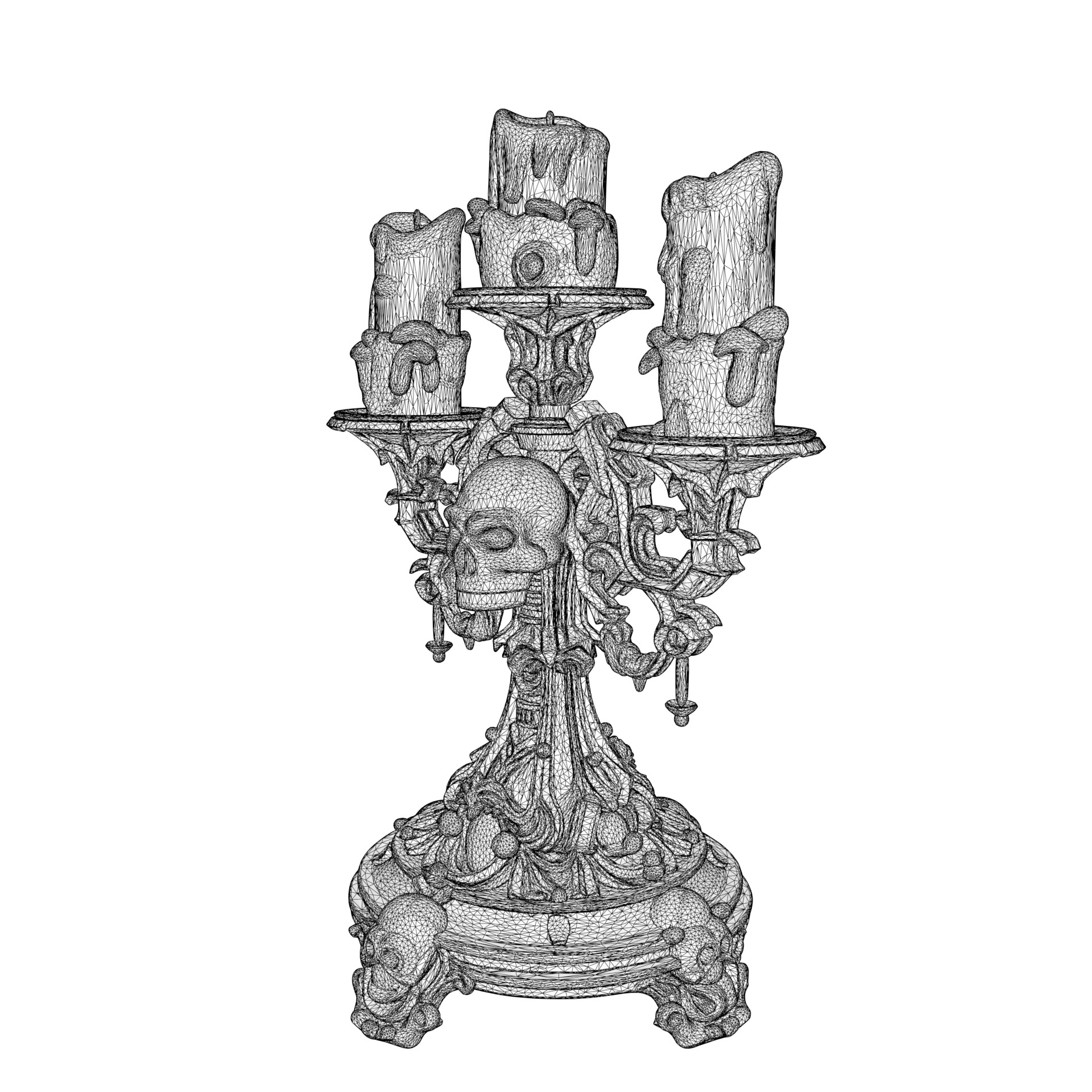 Candelabra Ghotic Skulls Low-poly 3D model_17