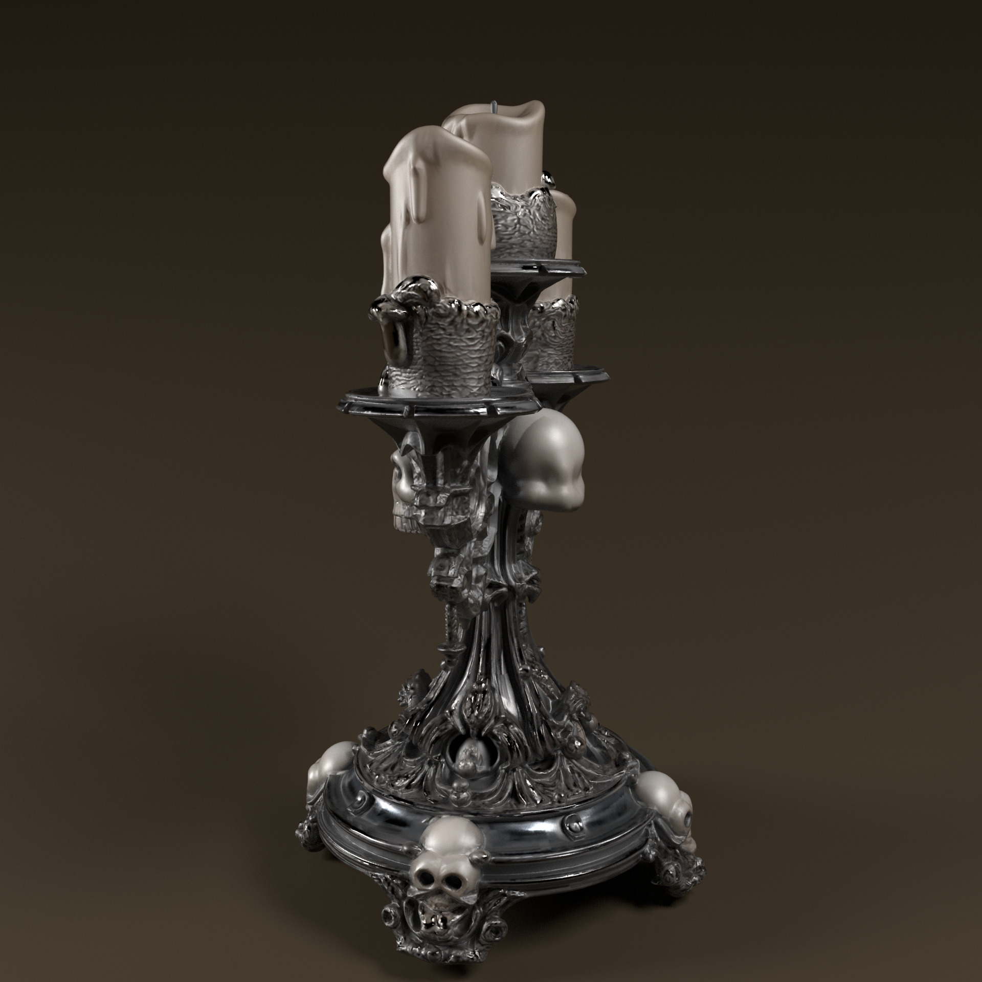 Candelabra Ghotic Skulls Low-poly 3D model_8