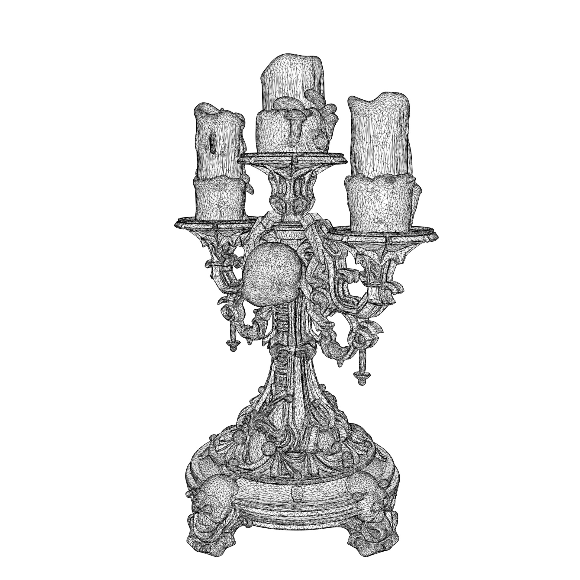 Candelabra Ghotic Skulls Low-poly 3D model_14