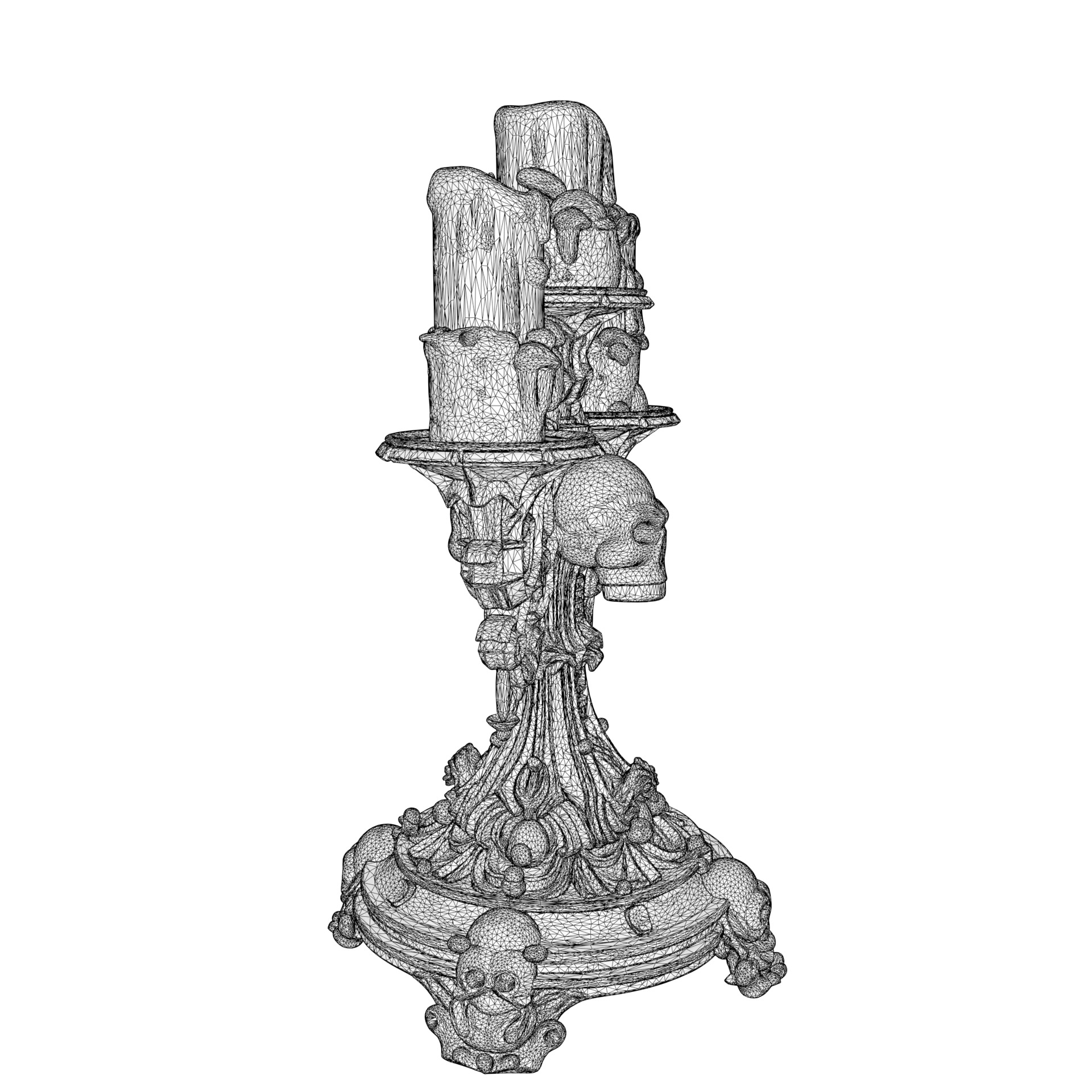 Candelabra Ghotic Skulls Low-poly 3D model_13