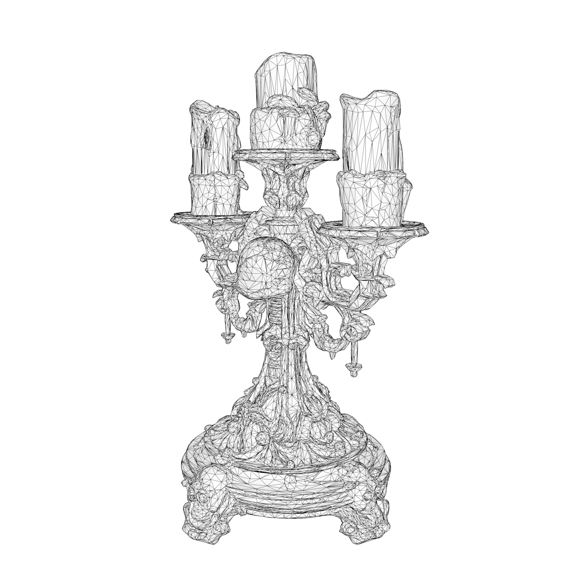 Candelabra Ghotic Skulls Low-poly 3D model_20