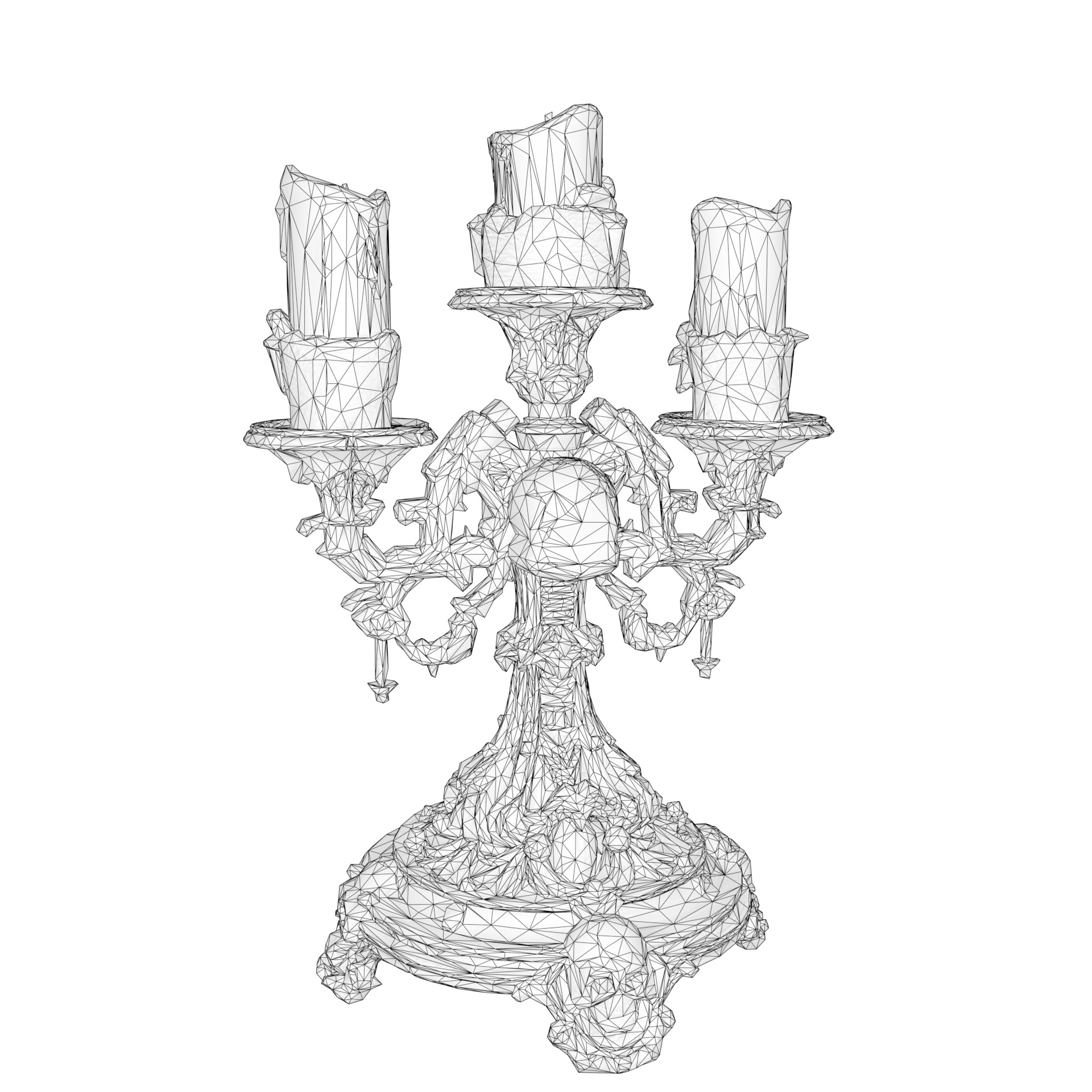 Candelabra Ghotic Skulls Low-poly 3D model_27