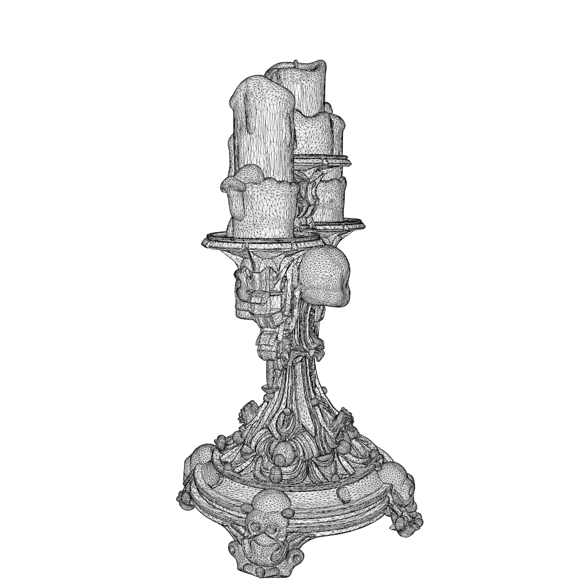 Candelabra Ghotic Skulls Low-poly 3D model_16