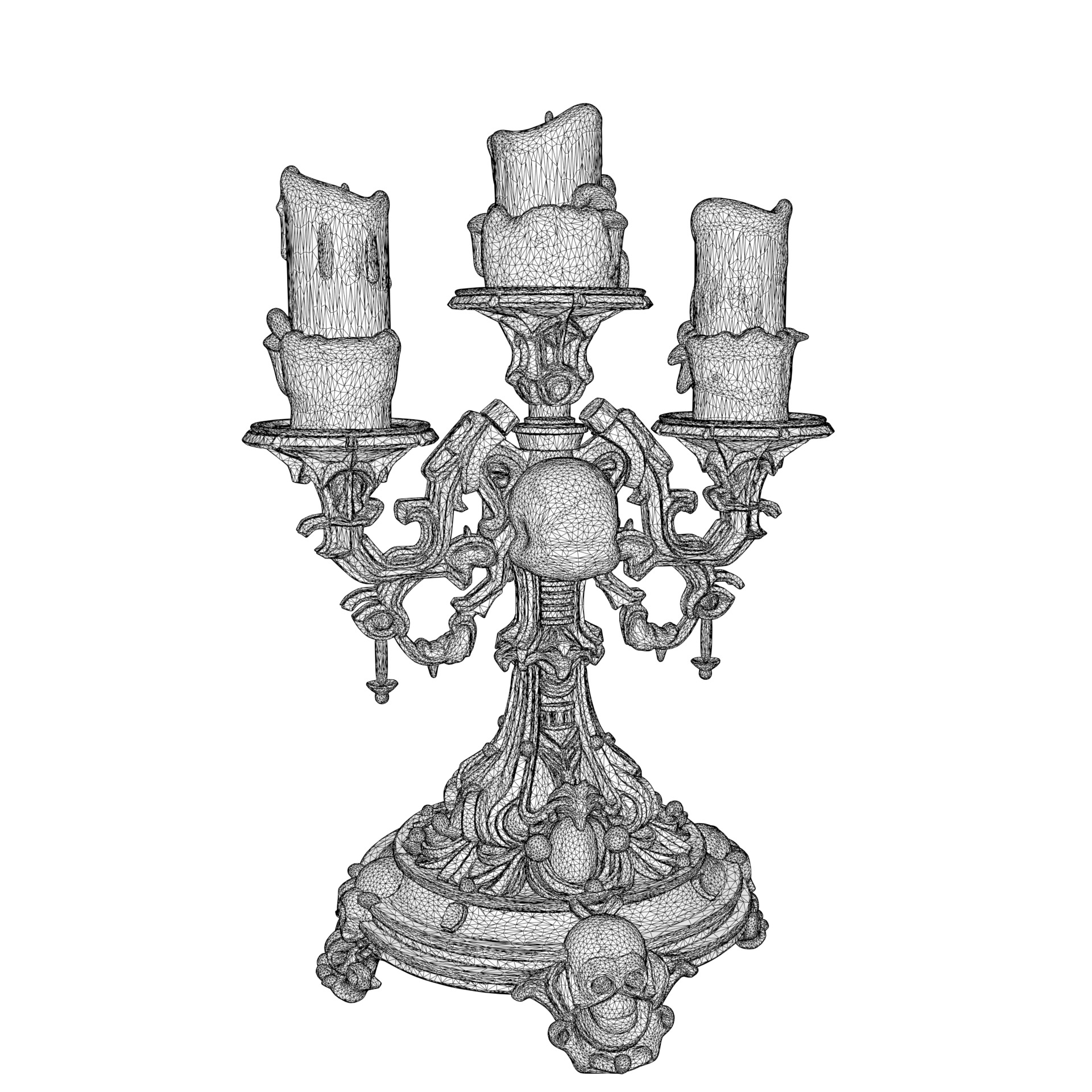Candelabra Ghotic Skulls Low-poly 3D model_15
