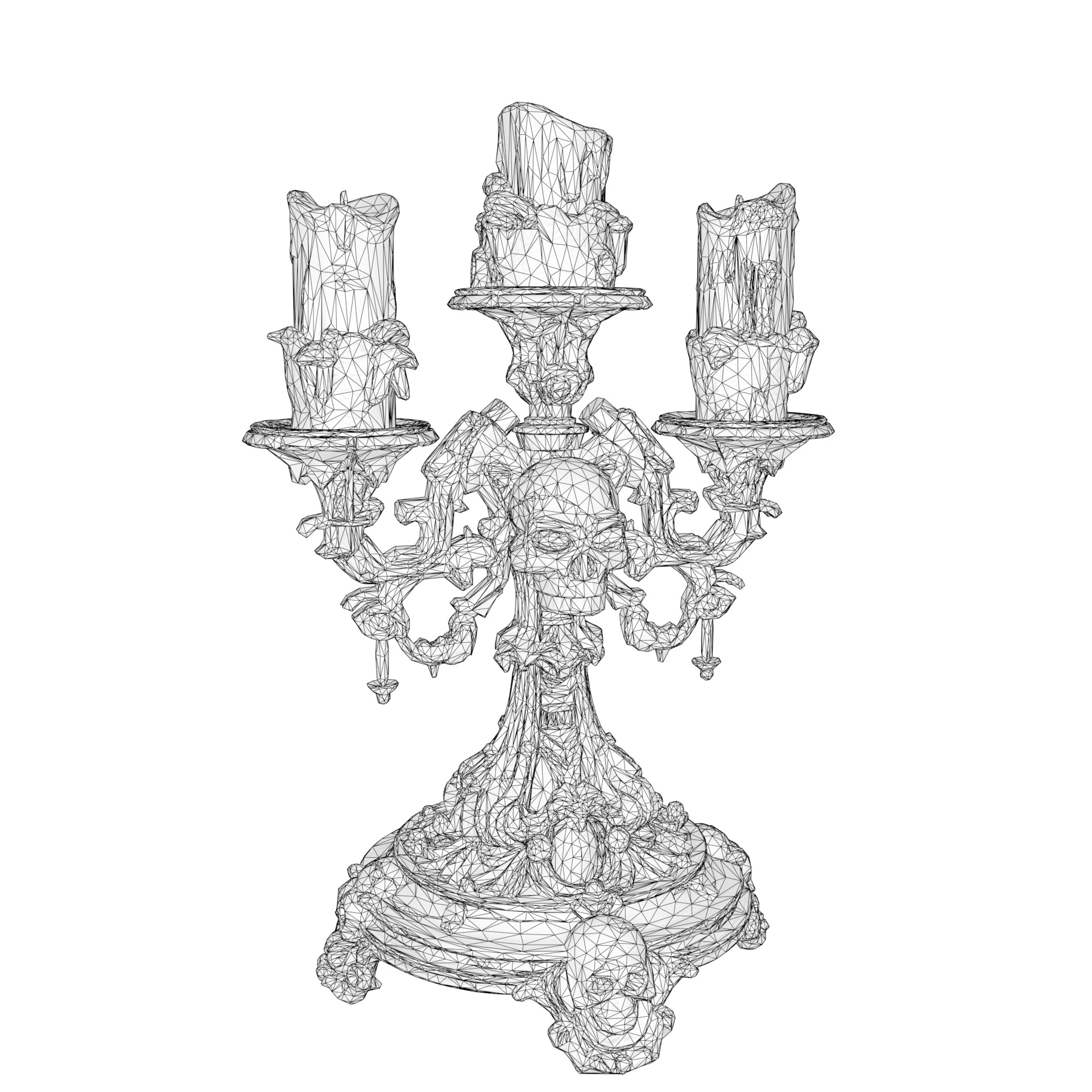 Candelabra Ghotic Skulls Low-poly 3D model_18