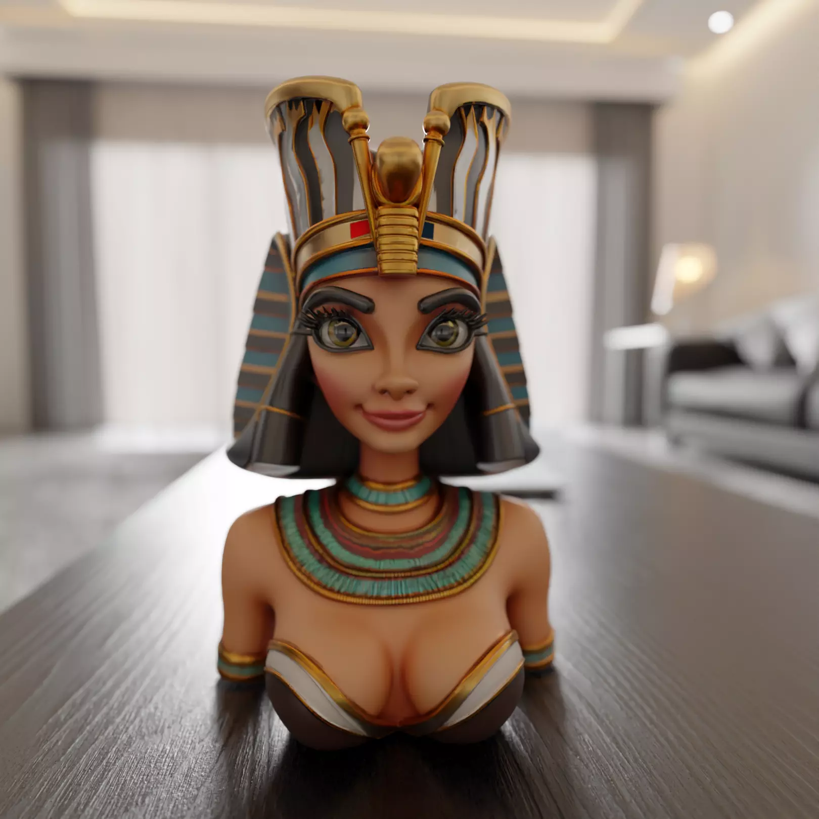 Egyptian pin-up bust 3D print model_0