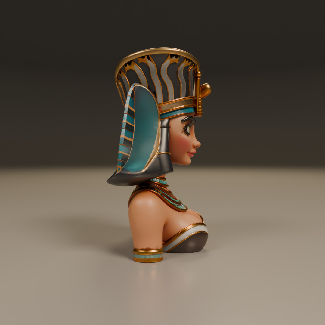 Egyptian pin-up bust 3D print model_9