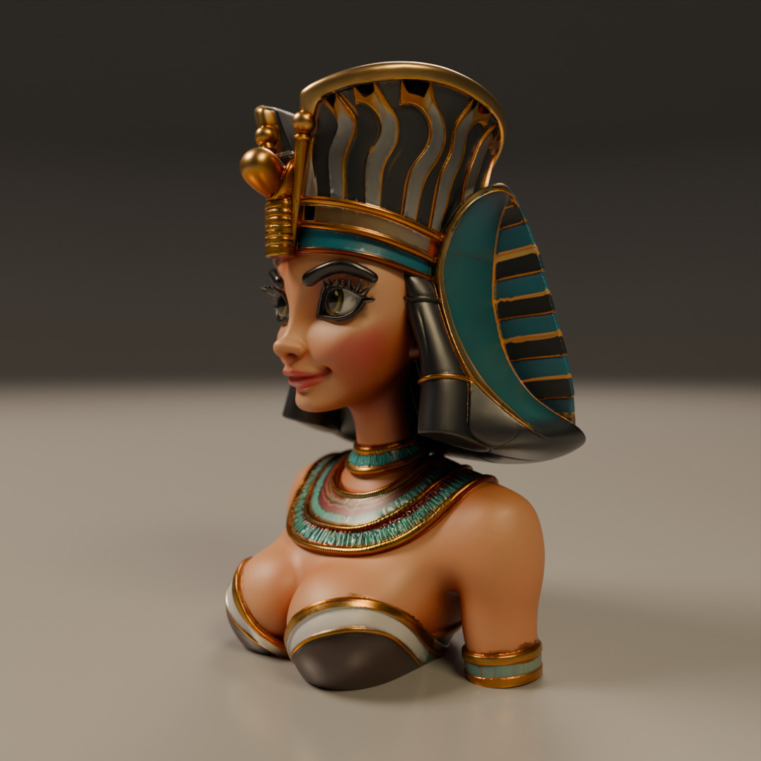 Egyptian pin-up bust 3D print model_13