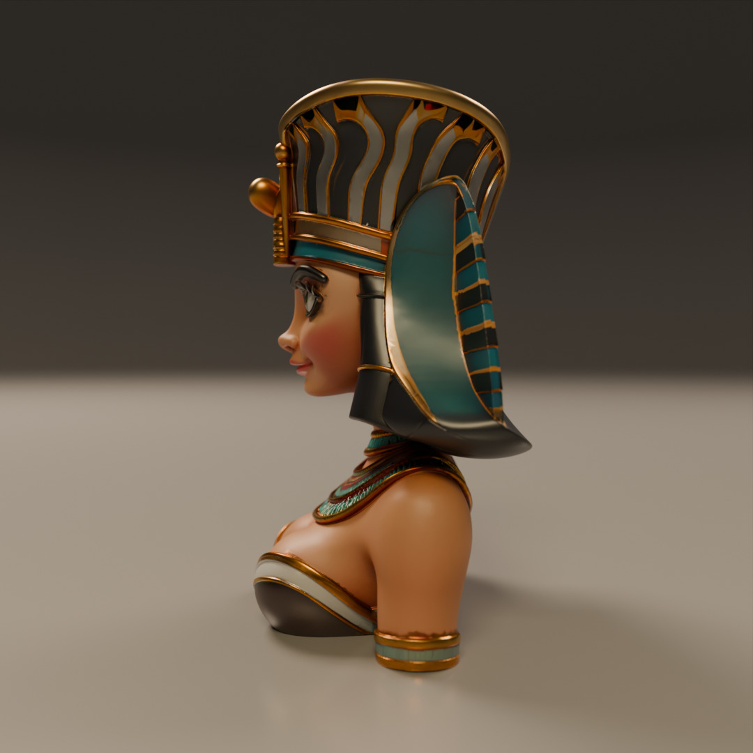 Egyptian pin-up bust 3D print model_10