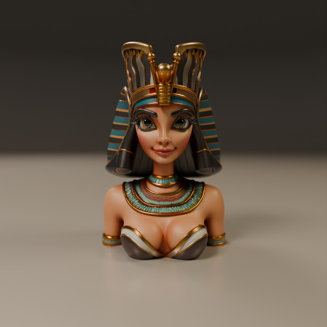 Egyptian pin-up bust 3D print model_16