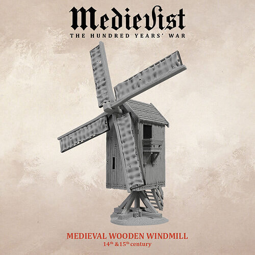 Medieval wooden windmill 3D print model