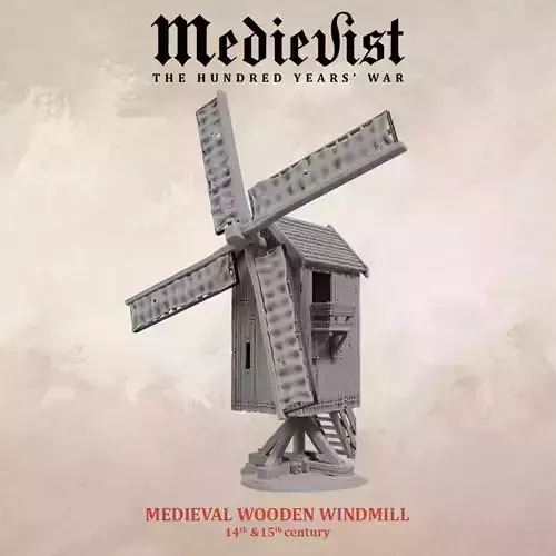 Medieval wooden windmill 3D print model