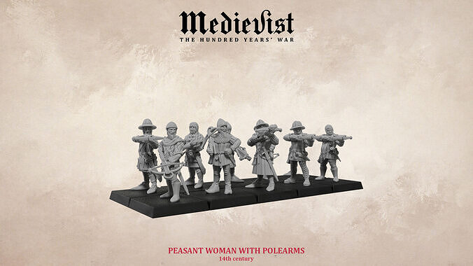  Medieval crossbowmen mid 14th century 3D print model