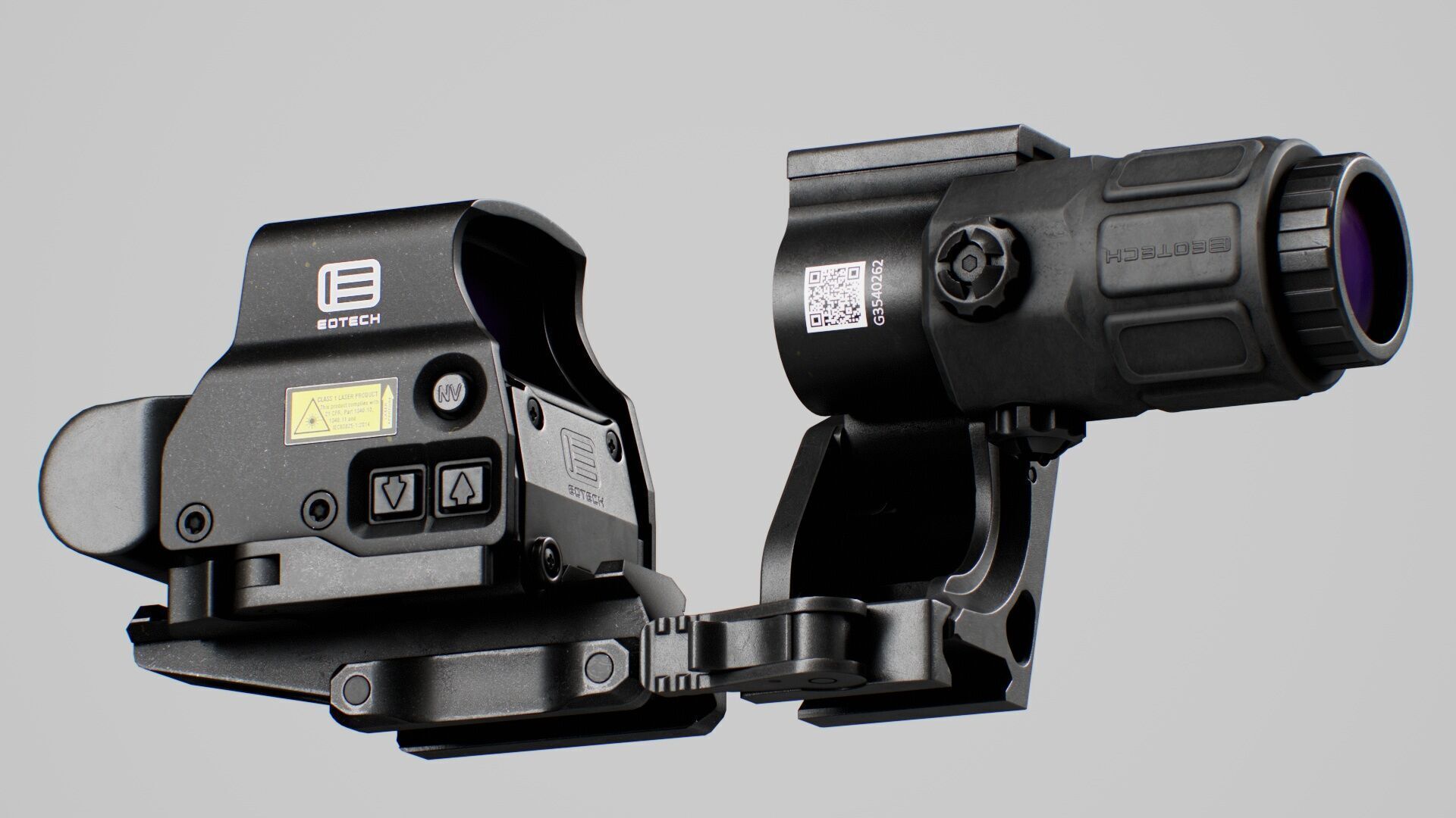 EOTech HHS-III Holographic Hybrid Sight EXPS3 with G33 Magnifier Low-poly 3D model_1