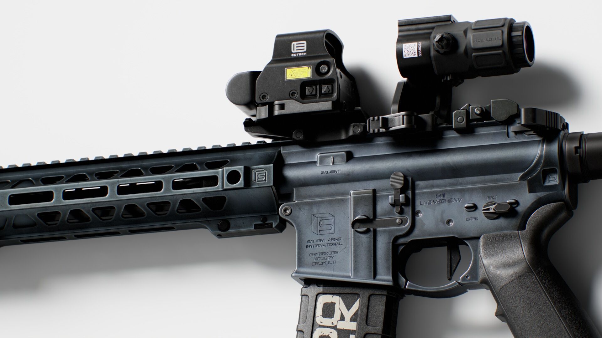 EOTech HHS-III Holographic Hybrid Sight EXPS3 with G33 Magnifier Low-poly 3D model_9