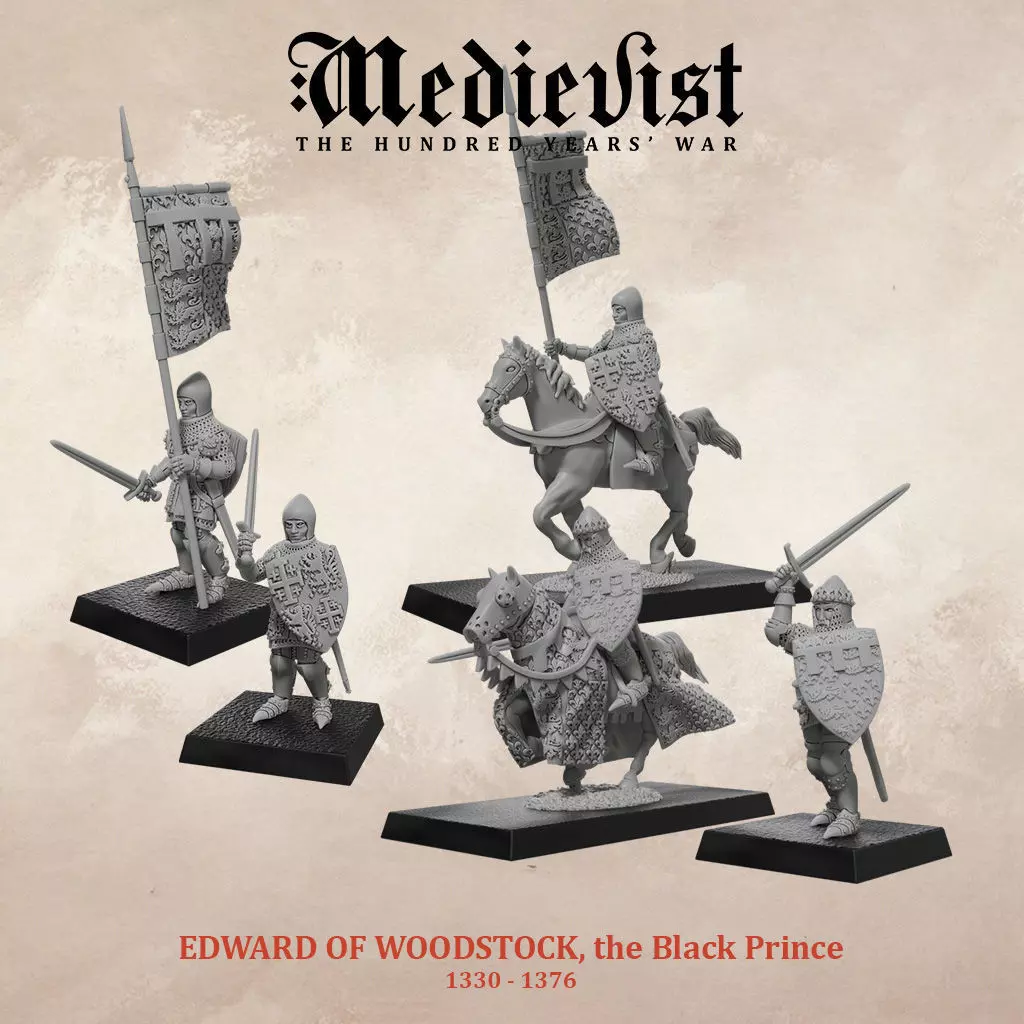 Edward of Woodstock the Black Prince and his banner bearer 3D print model