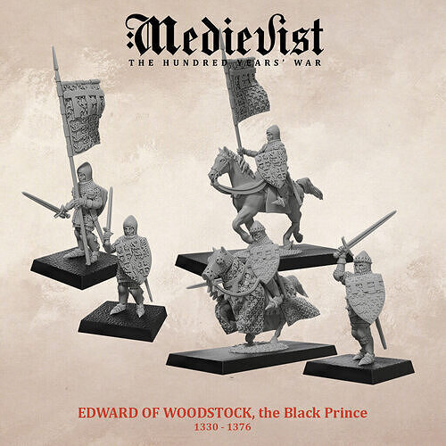 Edward of Woodstock the Black Prince and his banner bearer 3D print model