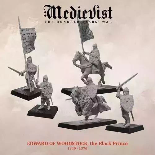 Edward of Woodstock the Black Prince and his banner bearer 3D print model