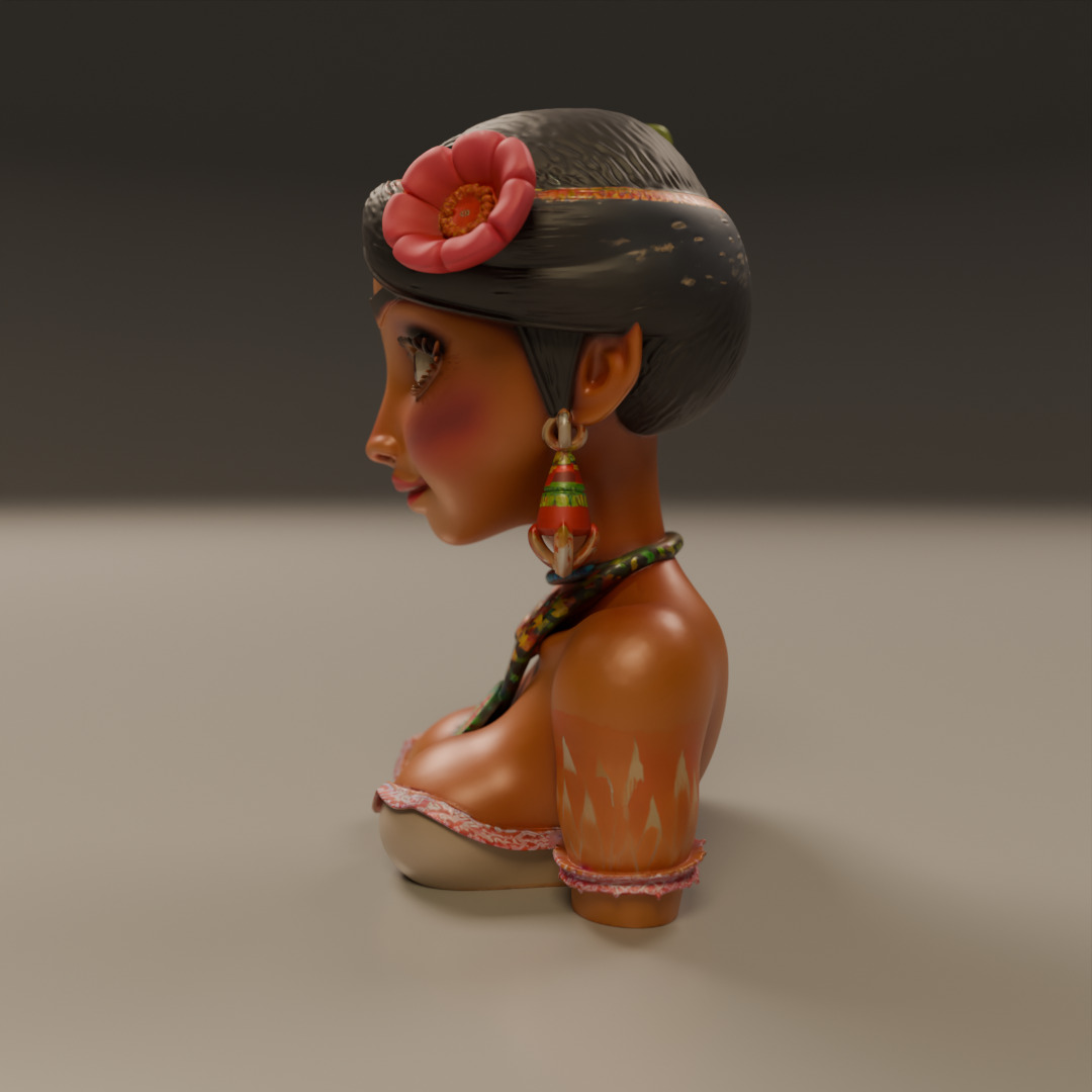 Brazilian native pin-up bust 3D print model_10
