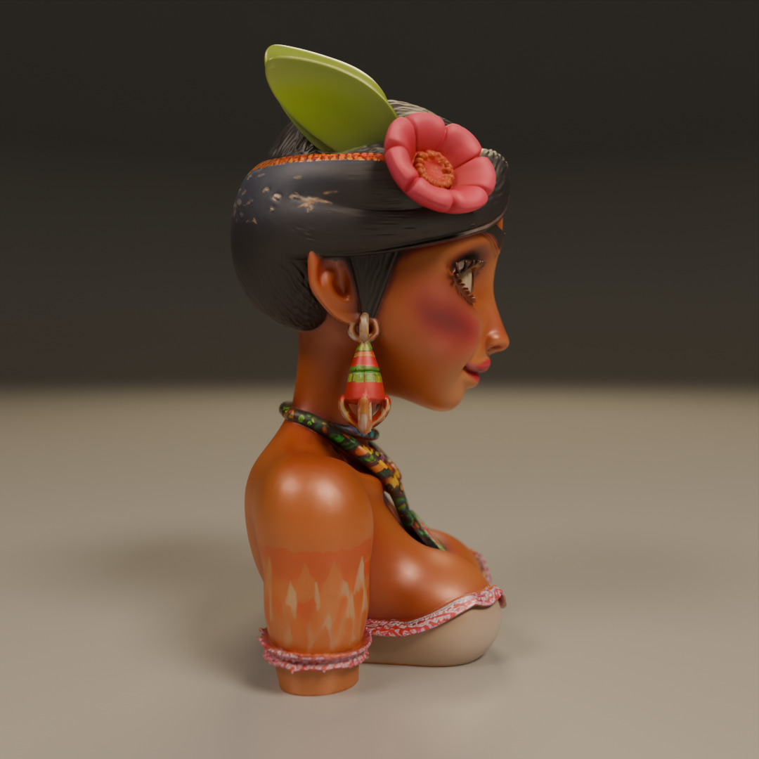 Brazilian native pin-up bust 3D print model_9