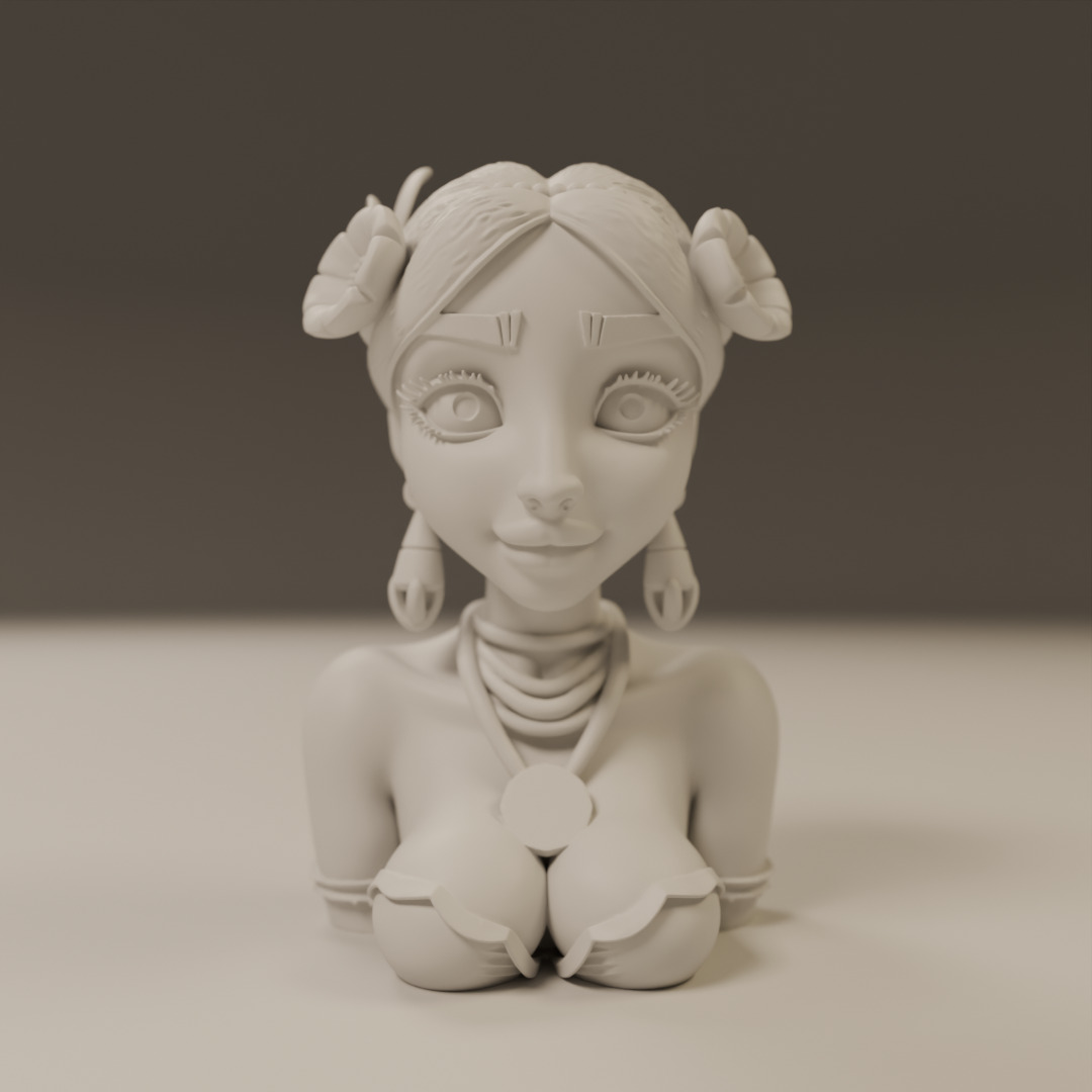 Brazilian native pin-up bust 3D print model_8