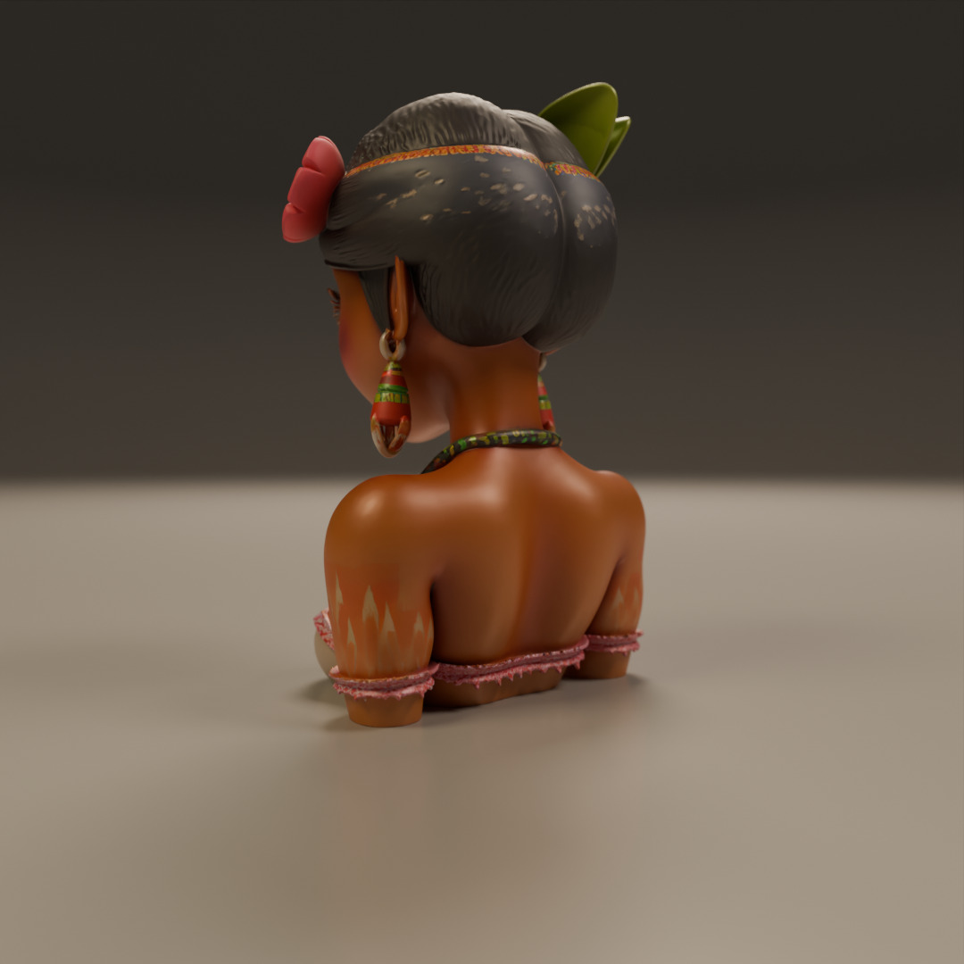 Brazilian native pin-up bust 3D print model_14