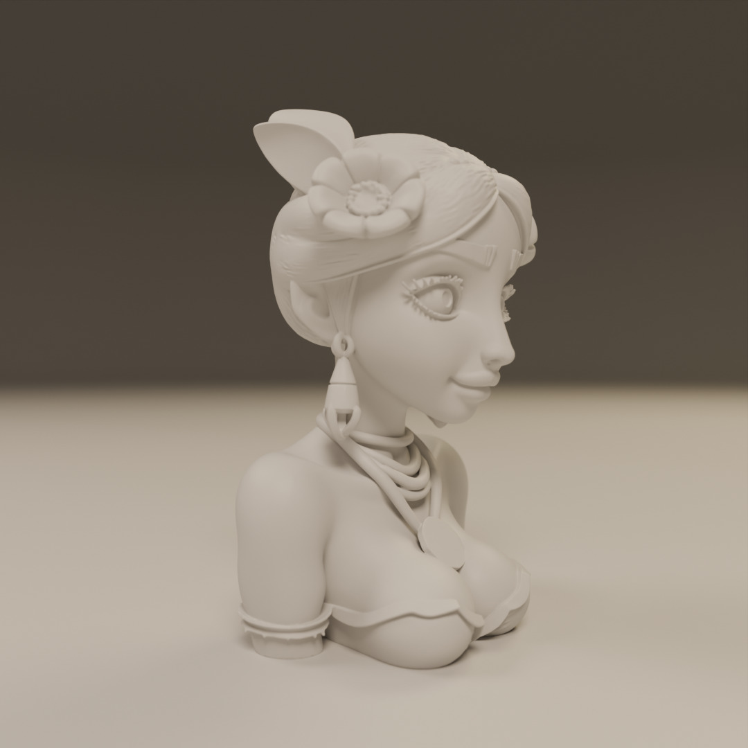 Brazilian native pin-up bust 3D print model_4