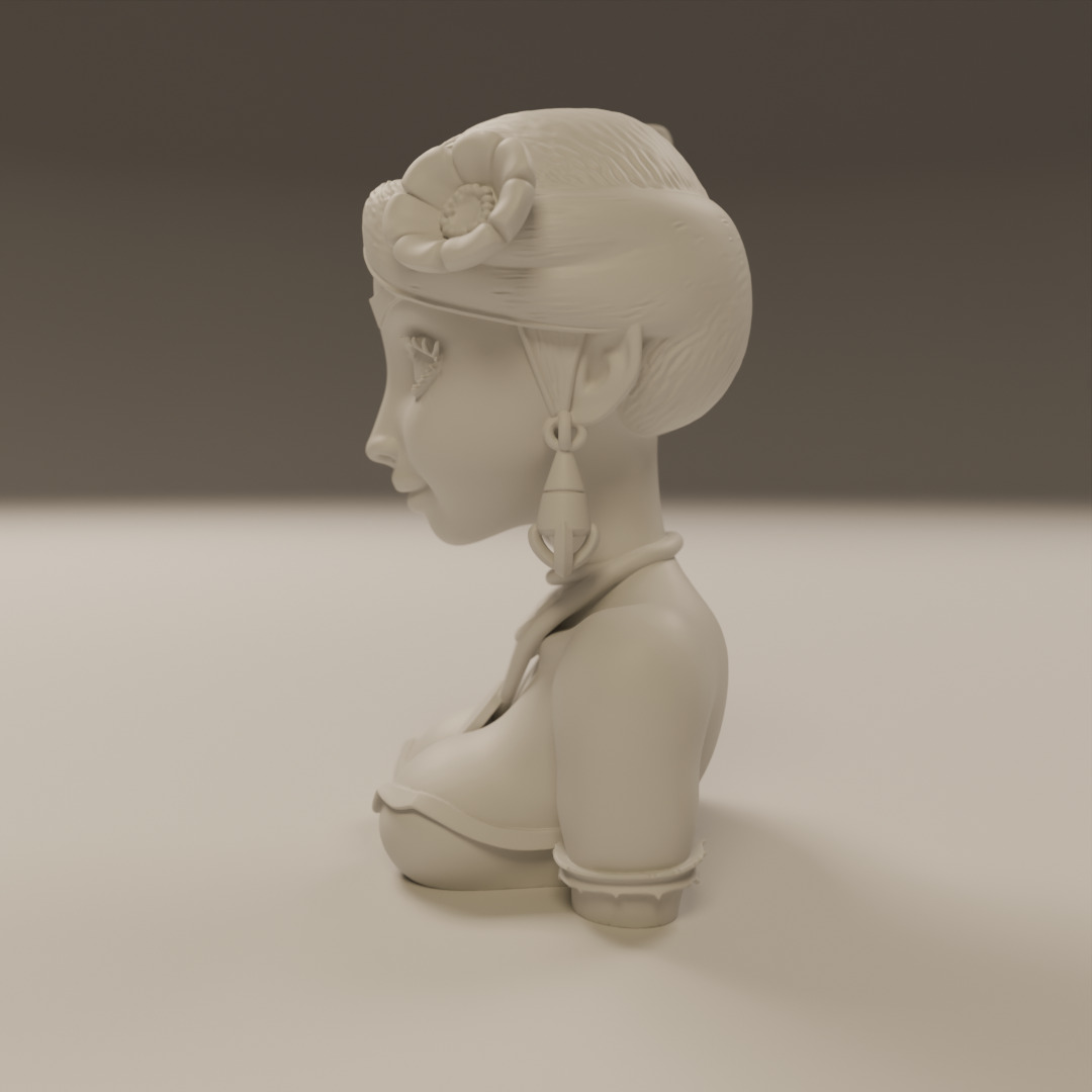 Brazilian native pin-up bust 3D print model_2
