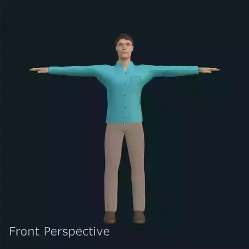 Male Character in T-Pose Wearing Blue Shirt and Beige Pants