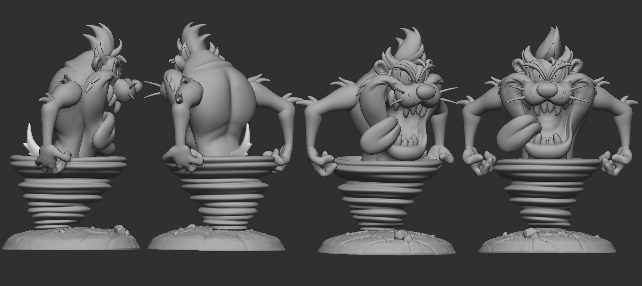 Tasmanian Devil with Tornado MULTIPARTS AND 3MF 3D print model_2