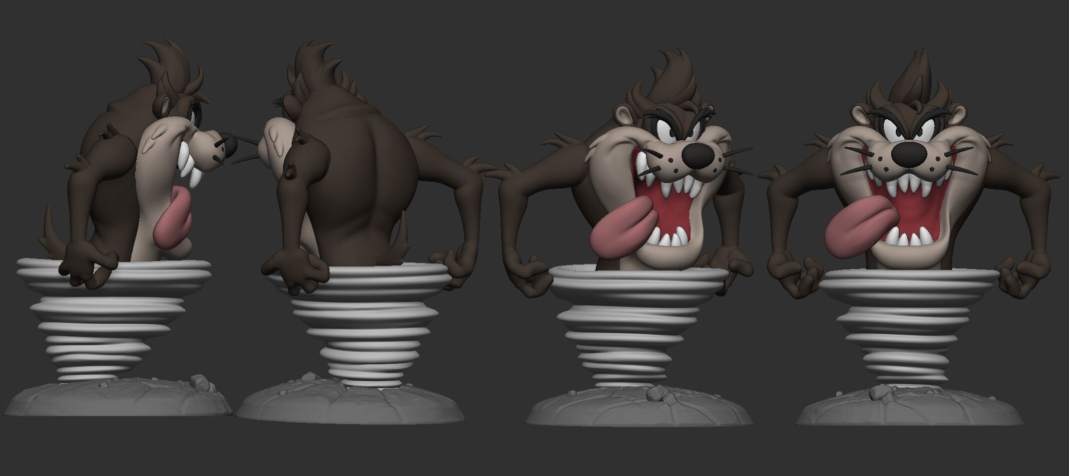 Tasmanian Devil with Tornado MULTIPARTS AND 3MF 3D print model_1